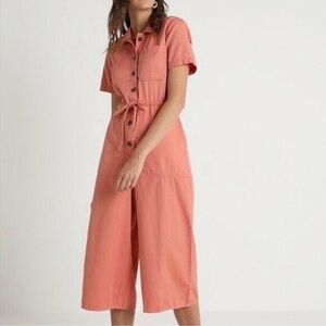 ☾ Madewell Wide-Leg Utility Jumpsuit Romper in Dried Coral